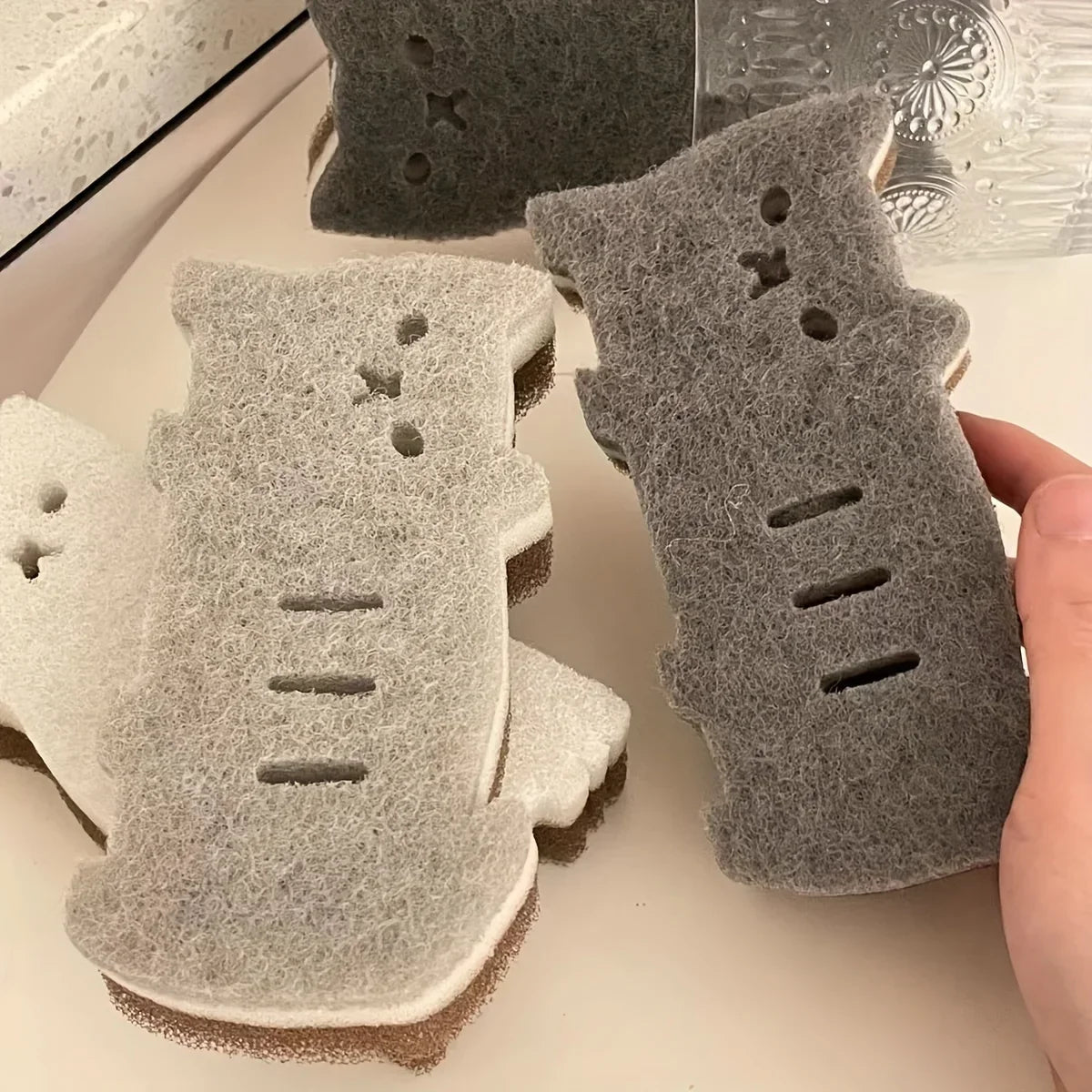 4-Piece Cute Cat Kitchen Sponge Set – Dish Scrubber Tool Kitchen Cleaning Sponge Babs
