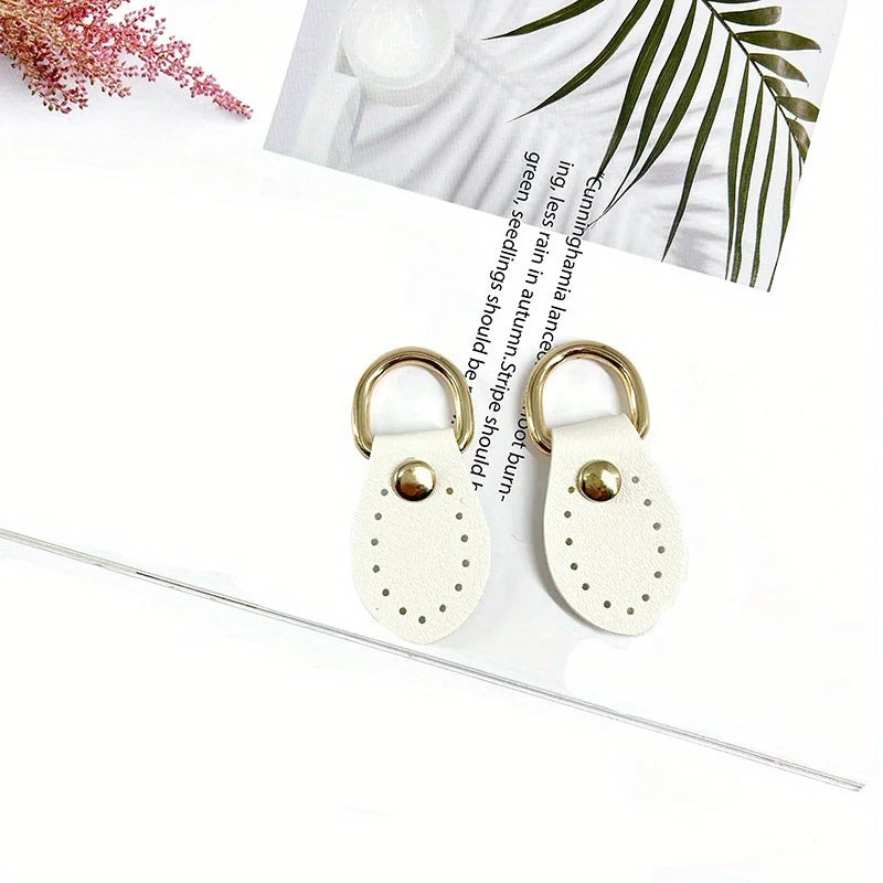 2PCS Leather D-Ring Buckle DIY Bag Strap Accessories | Multi-Color Leather Bag Hardware Babs white