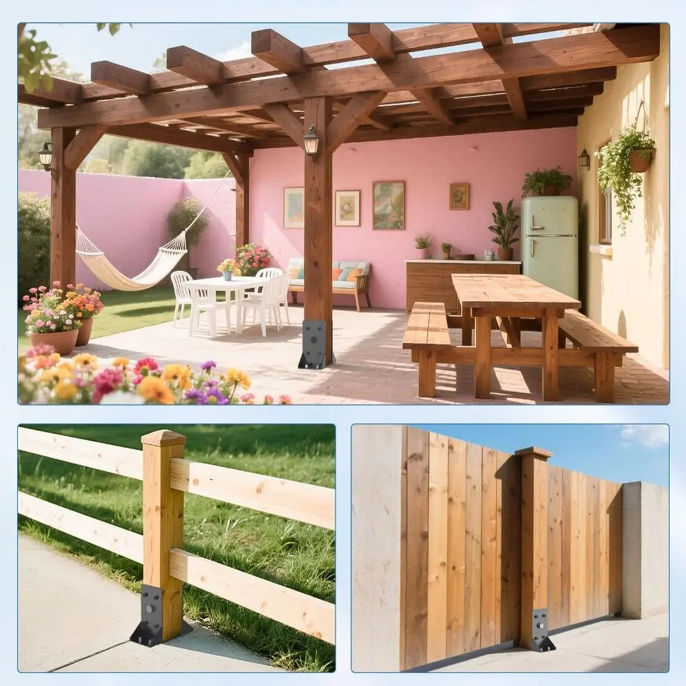 Heavy-Duty Steel Deck Railing Post Bracket 4x4 & 6x6 Inch Railing Post Bracket Babs Black-6x6