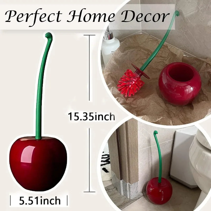 Cherry Toilet Brush & Holder Set – Cute Long Handle Toilet Brush Set Babs