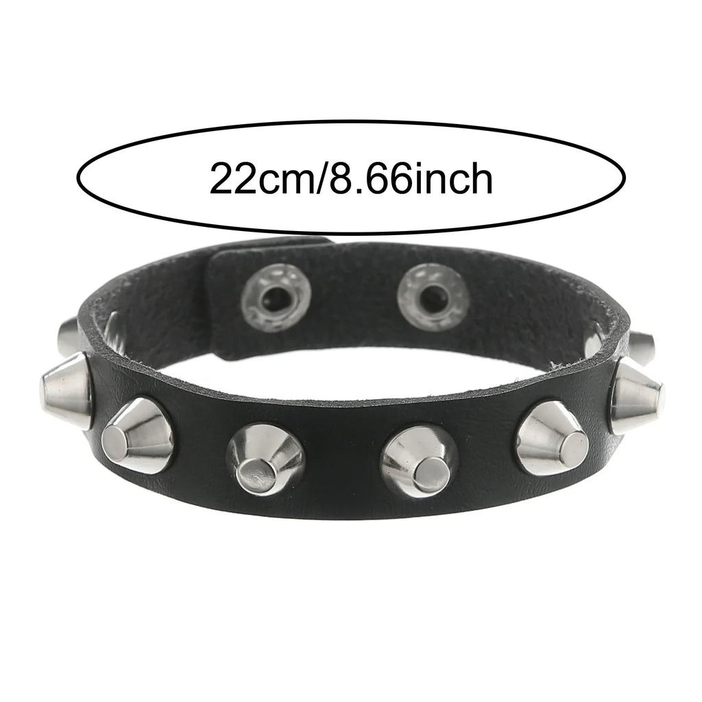 Punk PU Leather Rivet Cuff Bracelet – Unisex Rock Style Leather Cuff Bracelet Babs