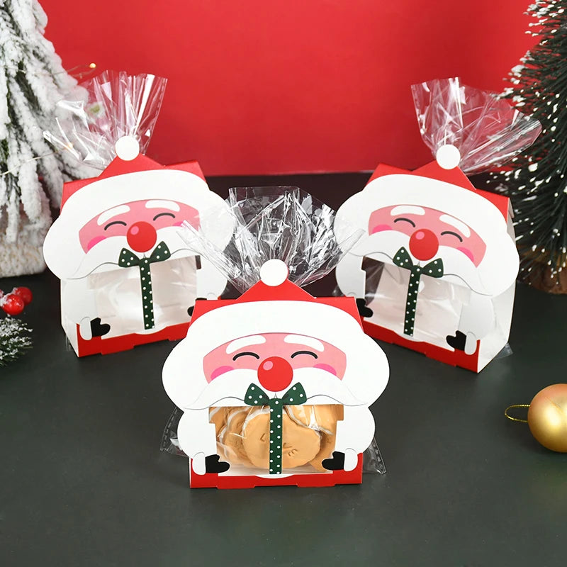 Christmas Santa Claus Cookie Candy Gift Boxes 8/16Pcs Holiday Gift Packaging Babs