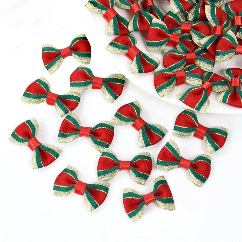 30Pcs Mini Christmas Bow Knots – Tree, Wreath & Gift Décor Christmas Bow Ornaments Babs B 4X2.5cm