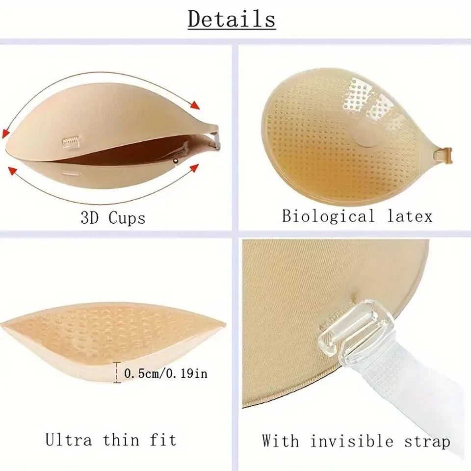 Silicone Adhesive Strapless Bra | Invisible Push Up Nipple Cover Adhesive Strapless Bra Babs