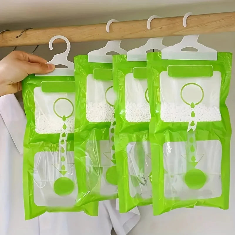 4-Pack Hanging Wardrobe Dehumidifier Bags – Moisture & Odor Absorber Dehumidifier Bags Babs