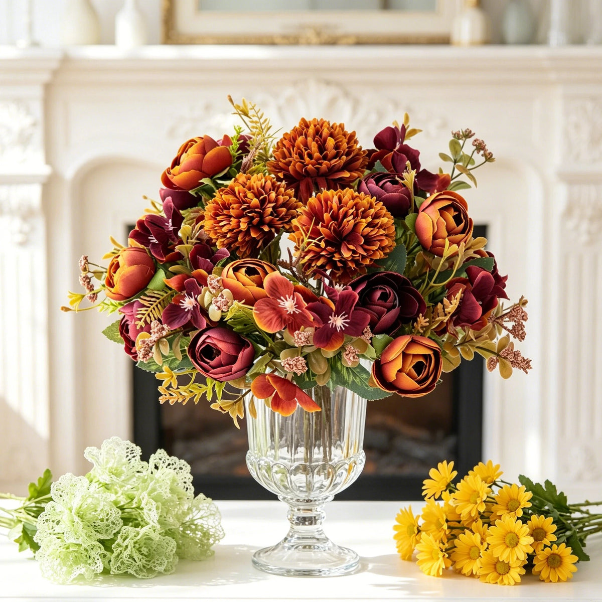 Artificial Tea Rose Bud Bouquet – Silk Flowers, Home & Wedding Artificial Flower Bouquet Babs