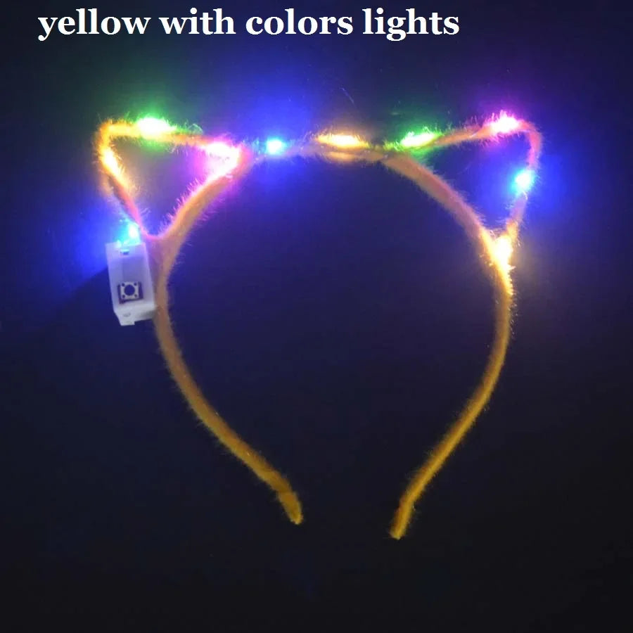LED Flashing Cat & Fox Ears Headband – Glowing Party Hair Hoop