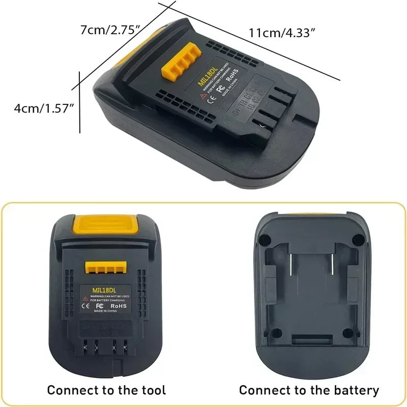 Milwaukee 18V to DeWalt 20V Battery Adapter Converter MIL18DL Battery Adapter Converter Babs