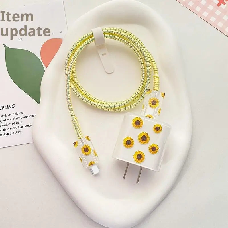 USB Charger & Cable Protector Set – Cute Heart TPU Cover Cable Protector Set Babs A26