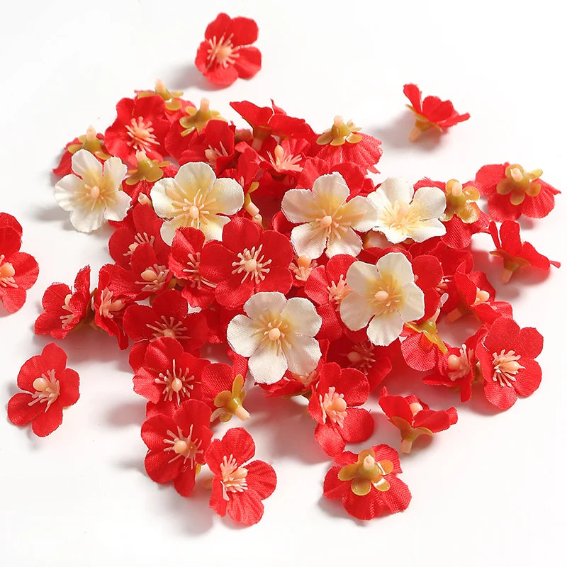 100Pcs Mini Silk Cherry Blossom Artificial Flower Heads | DIY Decor Artificial Flower Heads Babs