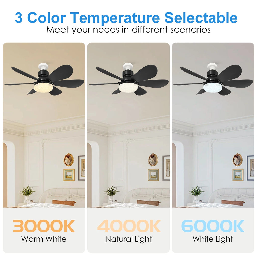 E27 Socket Ceiling Fan with LED Light & Remote Control Ceiling Fan Light Babs