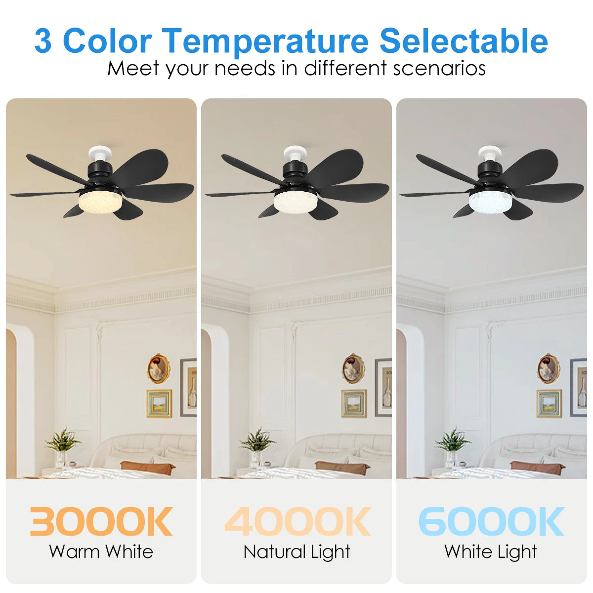 E27 Socket Ceiling Fan with LED Light & Remote Control Ceiling Fan Light Babs