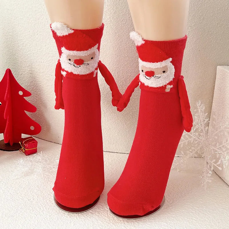 Christmas Magnetic Couple Socks – Festive Cotton Holiday Gift Novelty Couple Socks Babs
