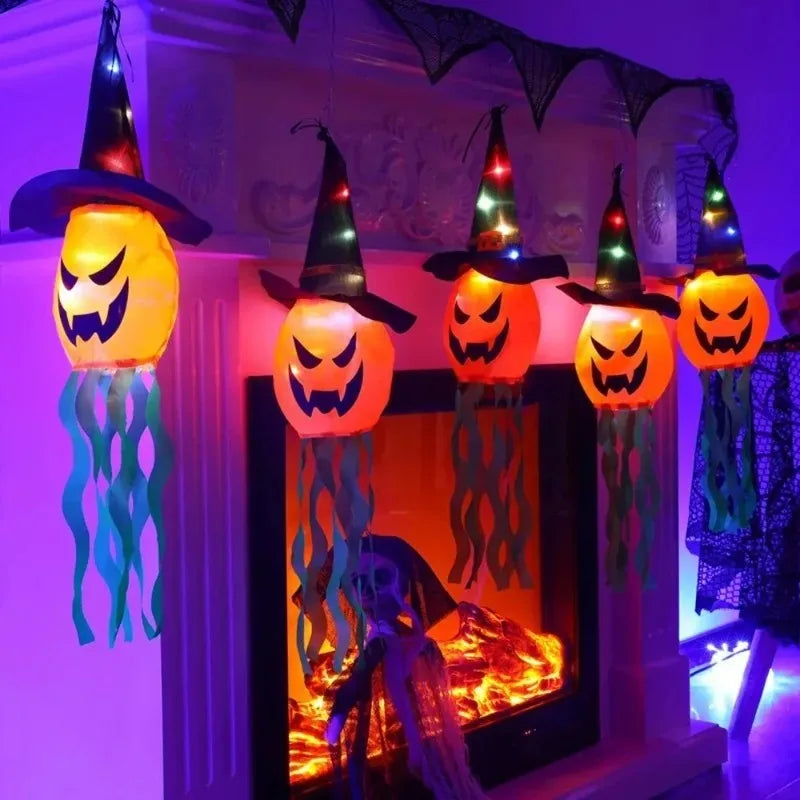 Halloween LED Ghost Hat Lantern – Glowing Pumpkin Hanging Lamp Halloween Hanging Lantern Babs