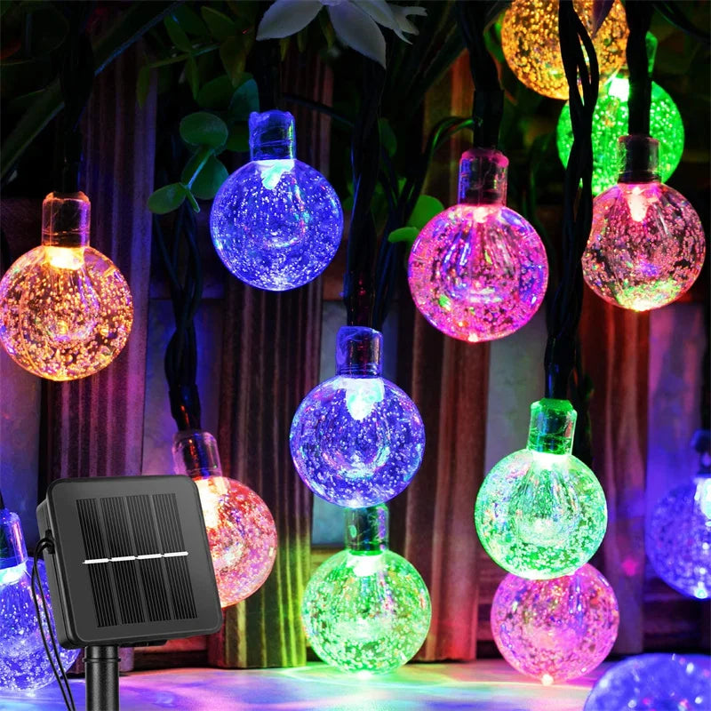 Solar Crystal Bubble Ball String Lights – IP65, 8 Modes Solar String Lights Babs Multicolor 5M20LED1PC