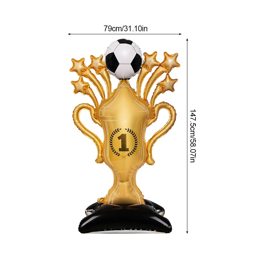 Soccer Trophy Foil Balloon Kit – Football Birthday Party Decor Party Balloon Kit Babs 1Pcs Other
