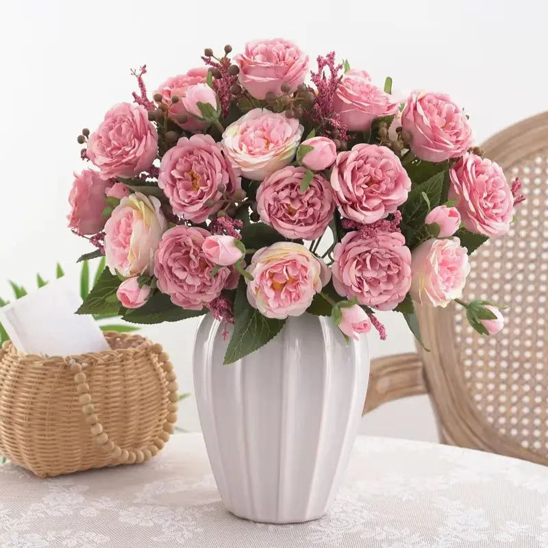 Artificial Silk Peony Rose Bouquet – Wedding & Home Décor Artificial Flower Bouquet Babs