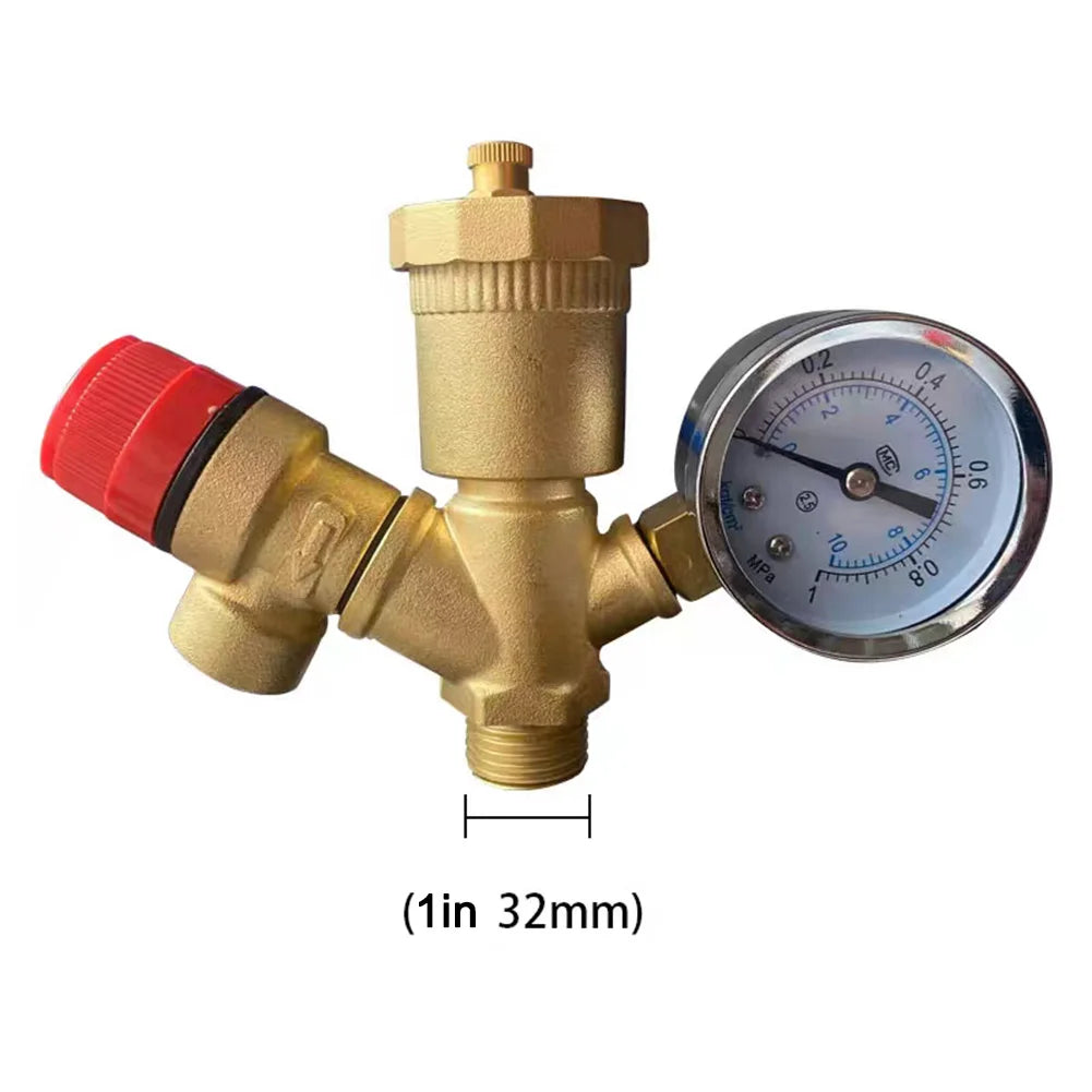 DN25 Brass Boiler Safety Group with Pressure Gauge 1/2"–1" Boiler Safety Valve Babs