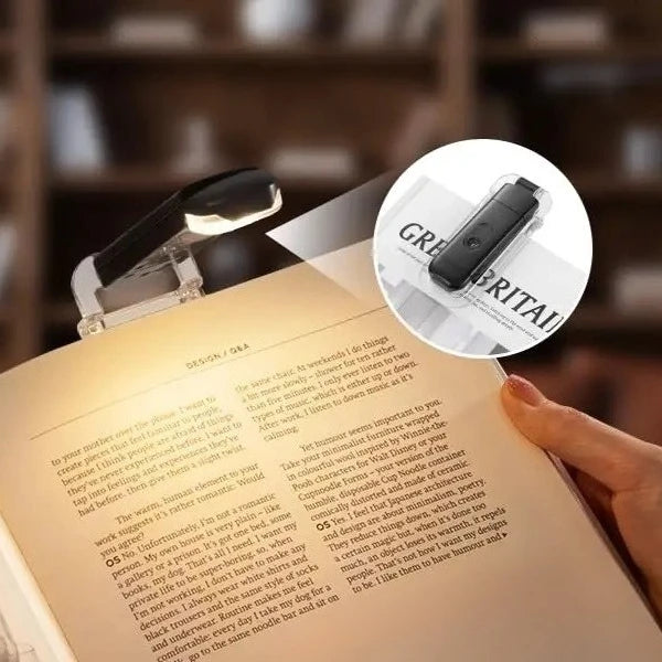 LED USB Rechargeable Clip-On Book Light – Eye-Friendly Lamp Clip-On Book Light Babs