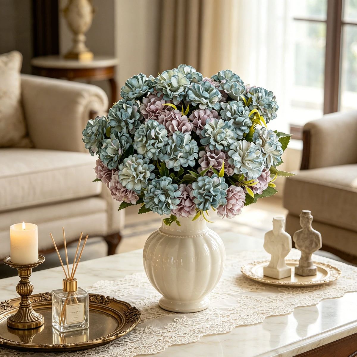 Silk Artificial Hydrangea Bouquet for Wedding & Home Décor Artificial Flower Bouquet Babs