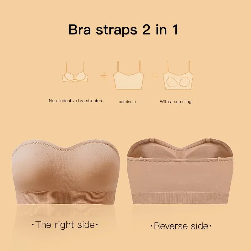 Women's Padded Strapless Bandeau Bra – Wireless & Non-Slip Strapless Bandeau Bra Babs