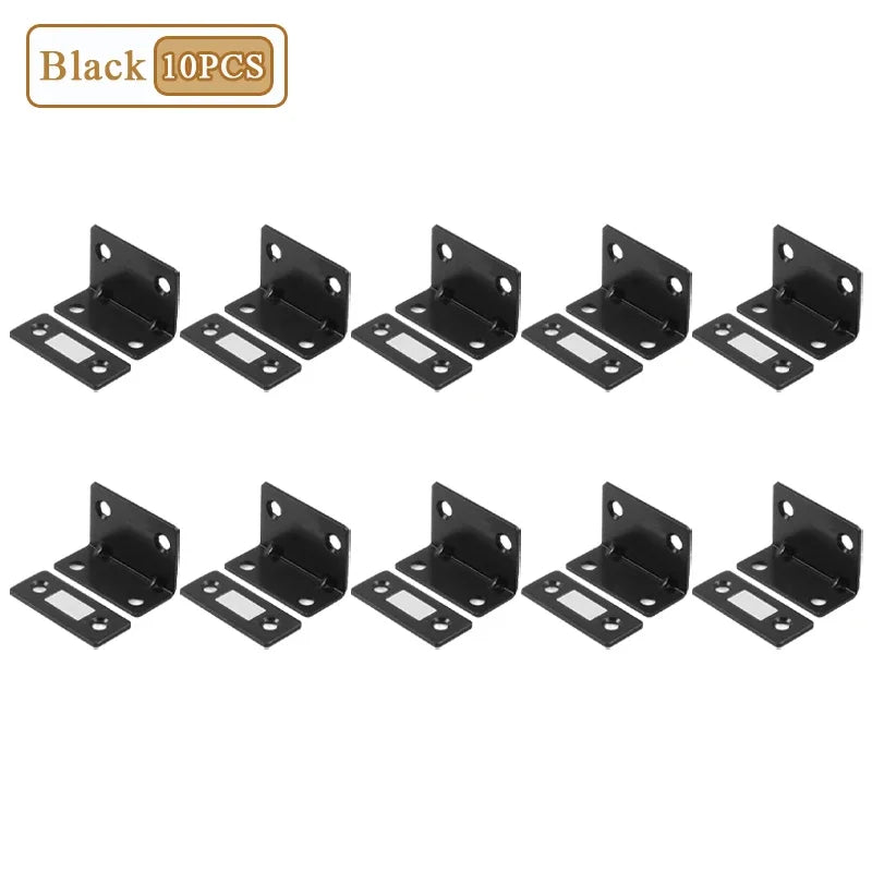 L-Shape No-Drill Magnetic Door Catch – Cabinet & Closet Latch Magnetic Door Catch Babs Black-10PCS