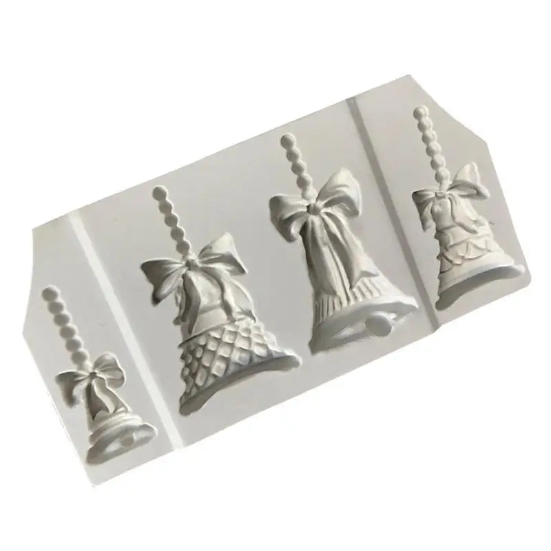 Christmas Bells Bow Silicone Mold – Resin Fondant Gumpaste Silicone Craft Mold Babs Grey