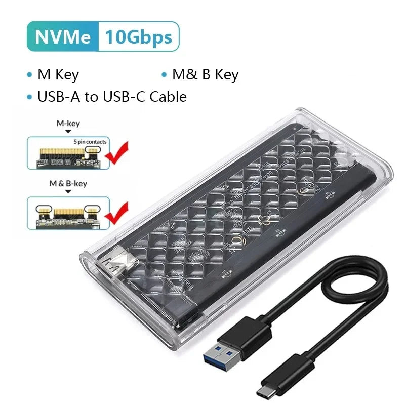 M.2 NVMe & SATA SSD Enclosure RGB 10Gbps USB-C Up to 6TB SSD Hard Drive Enclosure Babs NVMe-10Gbps