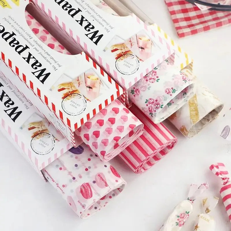 Printed Wax Paper Food Wrap Sheets – 50 Pack, Oil-Proof Food Wrapping Paper Babs