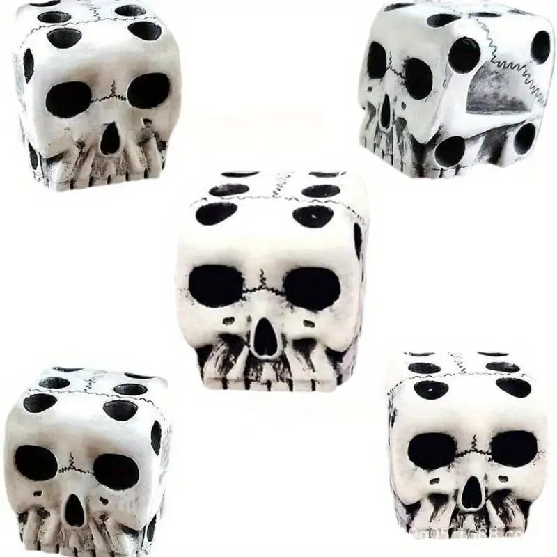5-Pack White Skull Dice – Halloween Party & Spooky Game Set Novelty Dice Set Babs 5pcs