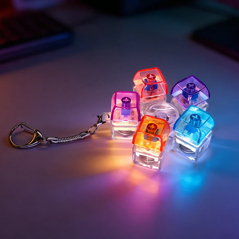 LED Light-Up Keyboard Keychain – Clickable Fidget Toy Gift Fidget Keychain Toy Babs 5 Keys