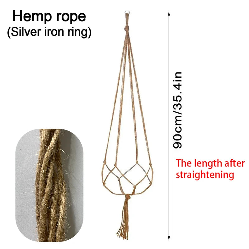 Woven Hanging Flower Pot Net Planter Basket Hanger Rack Hanging Planter Net Babs Hemp rope