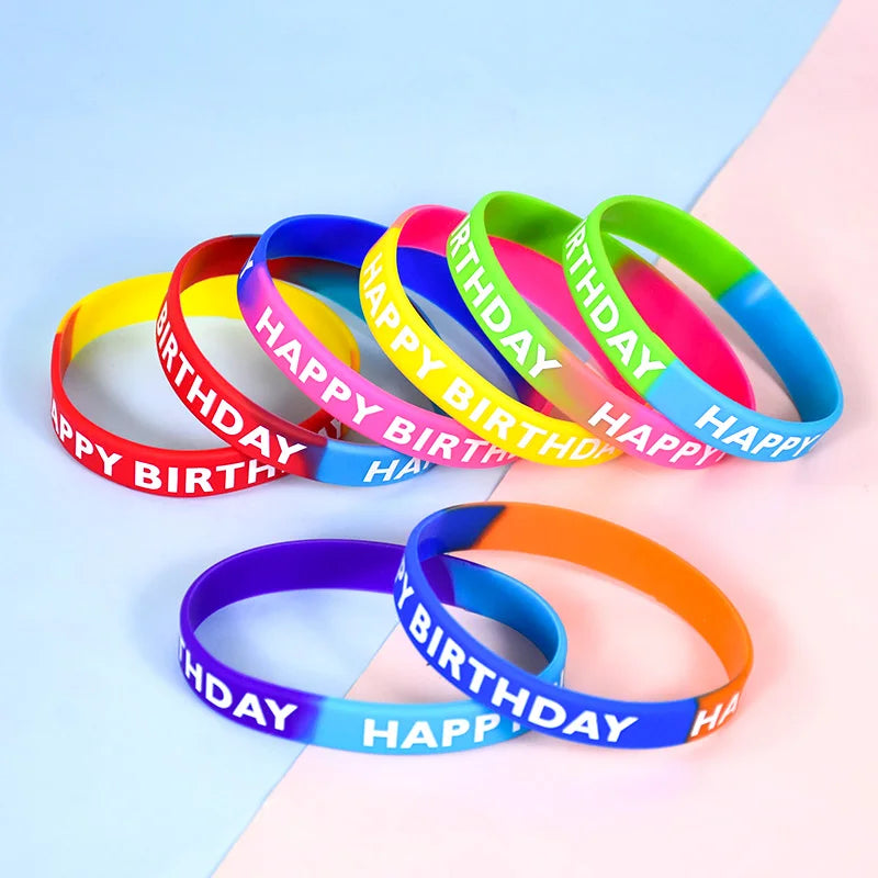 Happy Birthday Rubber Bracelets Kids Party Favors 10/20 Pcs Party Favor Bracelets Babs