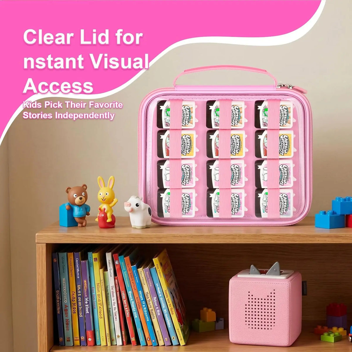 Hard Case for Tonies Figures & 4-Pack Sets | Clear Top Organizer Toy Storage Case Babs