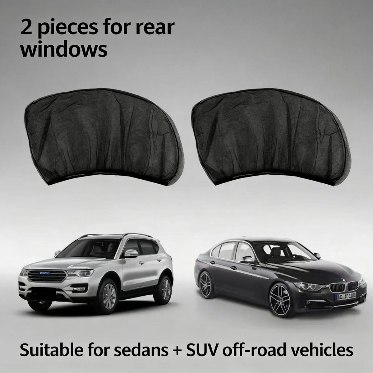Car Window Sunshade Mesh Curtain – UV Block & Mosquito Net Car Window Sunshade Babs 2Pcs - Rear