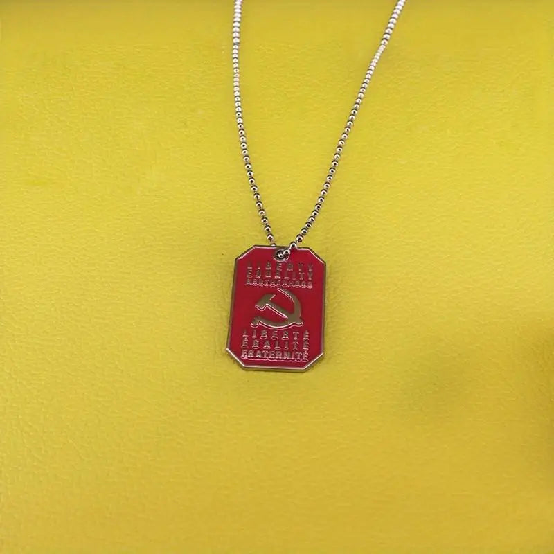 USSR CCCP Soviet Dog Tag Necklace | Liberty Equality Brotherhood Dog Tag Necklace Babs