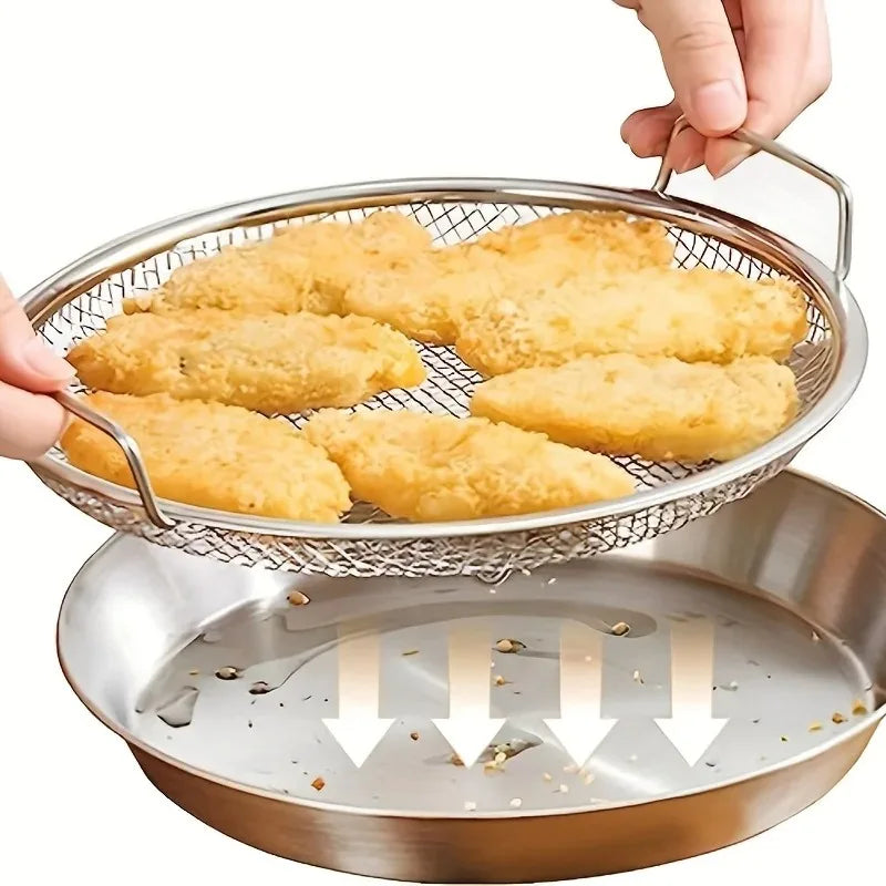 304 Stainless Steel Frying Strainer & Oil Filter Colander Kitchen Strainer Colander Babs