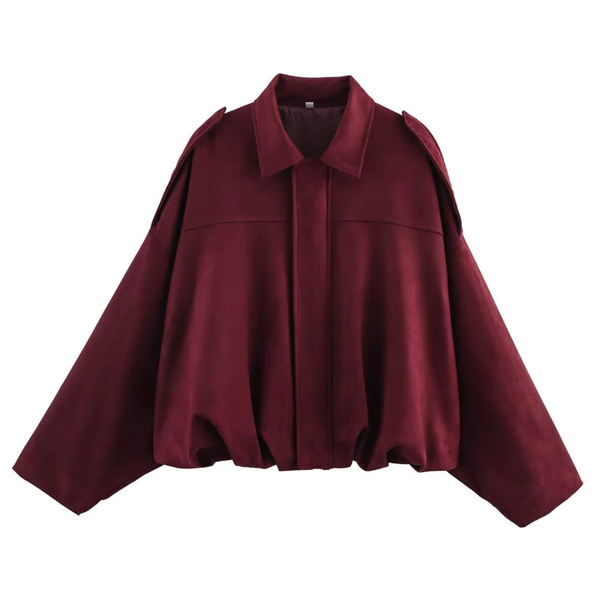 Women's Vintage Oversized Pilot Jacket – Puff Sleeve Streetwear Women's Pilot Jacket Babs Deep Red M