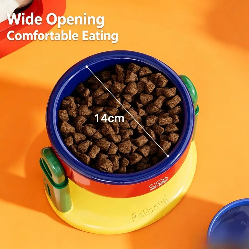 Adjustable Elevated Pet Bowl – Anti-Tip Raised Dog Cat Feeder Elevated Pet Bowl Babs