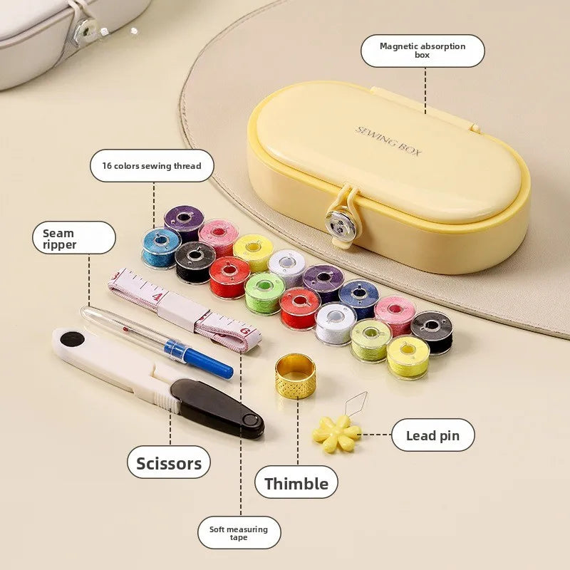 Magnetic Sewing Kit Box Set – 16 Thread Colors & Tools Sewing Kit Set Babs