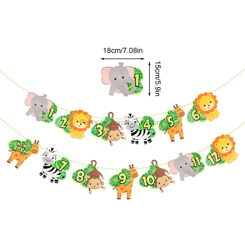Wild One 1st Birthday Jungle Safari Photo Banner Garland Party Banner Garland Babs