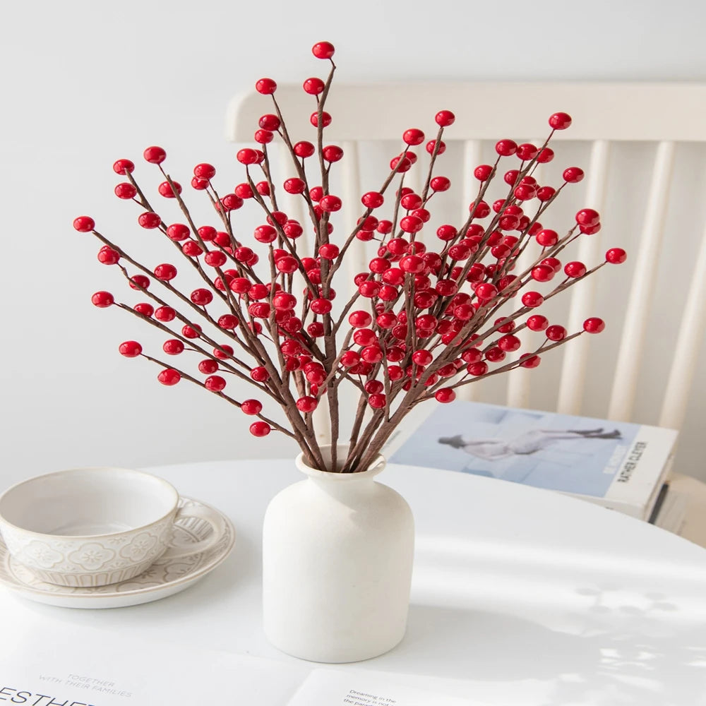 Artificial Holly Berry Branches Christmas Wedding Decor 4 Pcs Artificial Plant Decor Babs