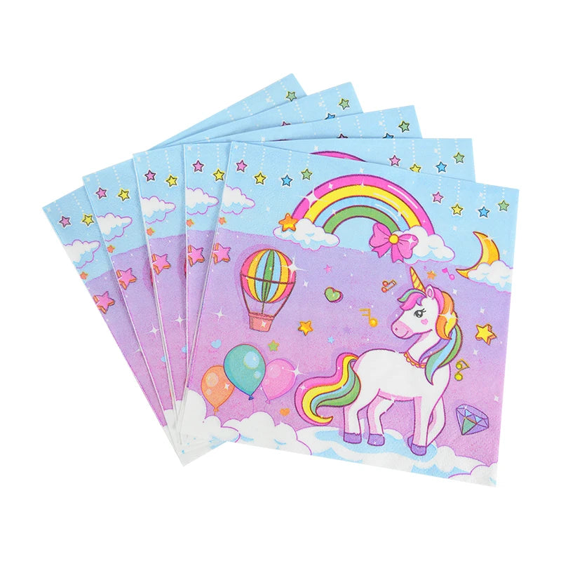 61-Piece Rainbow Unicorn Party Tableware Set – Plates & Cups Disposable Party Tableware Babs