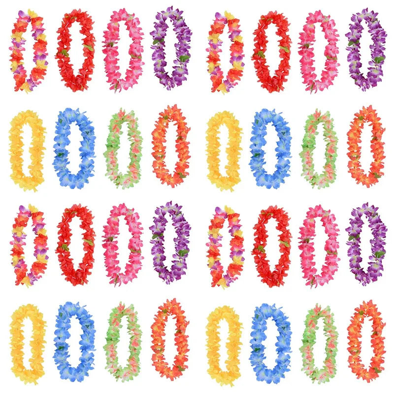 Hawaiian Artificial Flower Lei Necklace – Party & Wedding Garland Flower Lei Necklace Babs mix colors