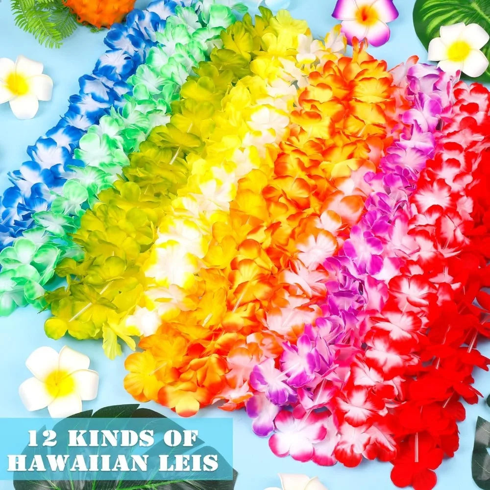 Hawaiian Flower Leis 5/10Pcs – Silk Artificial Lei for Luau Party Artificial Flower Leis Babs