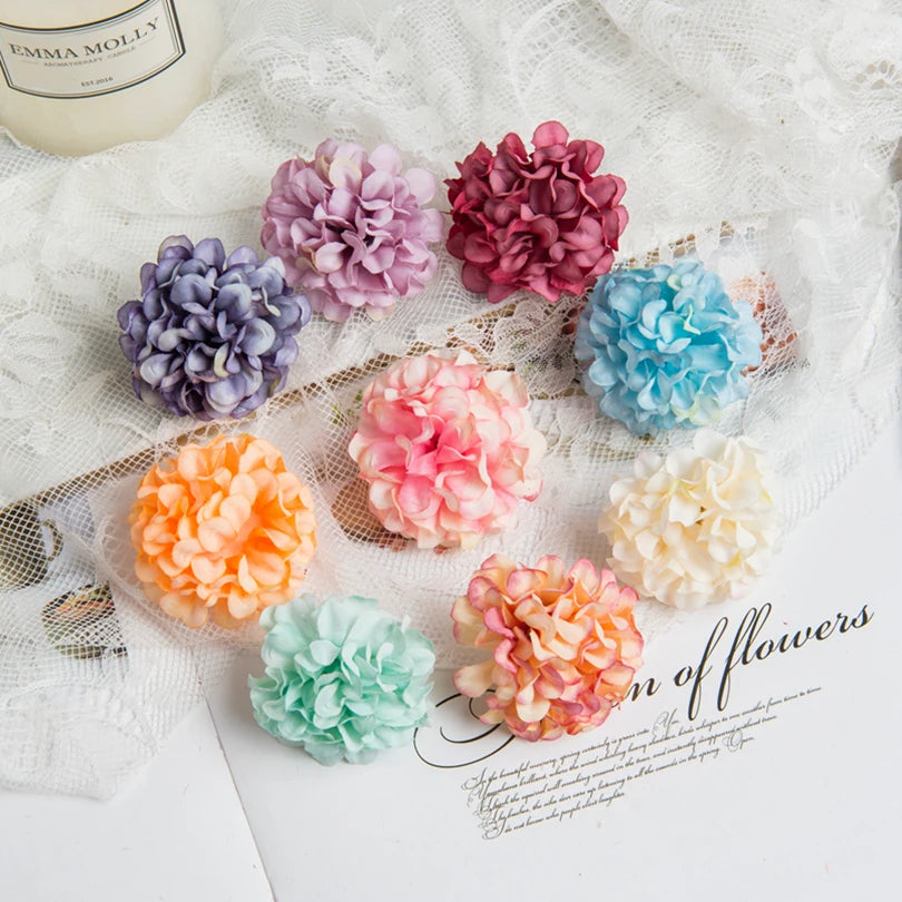50Pcs Silk Carnation Flower Heads for Wedding & DIY Décor Artificial Flower Heads Babs