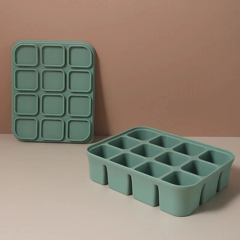 12-Cube Silicone Ice Cube Tray – BPA-Free Easy Release Silicone Ice Tray Babs 12 grid D green