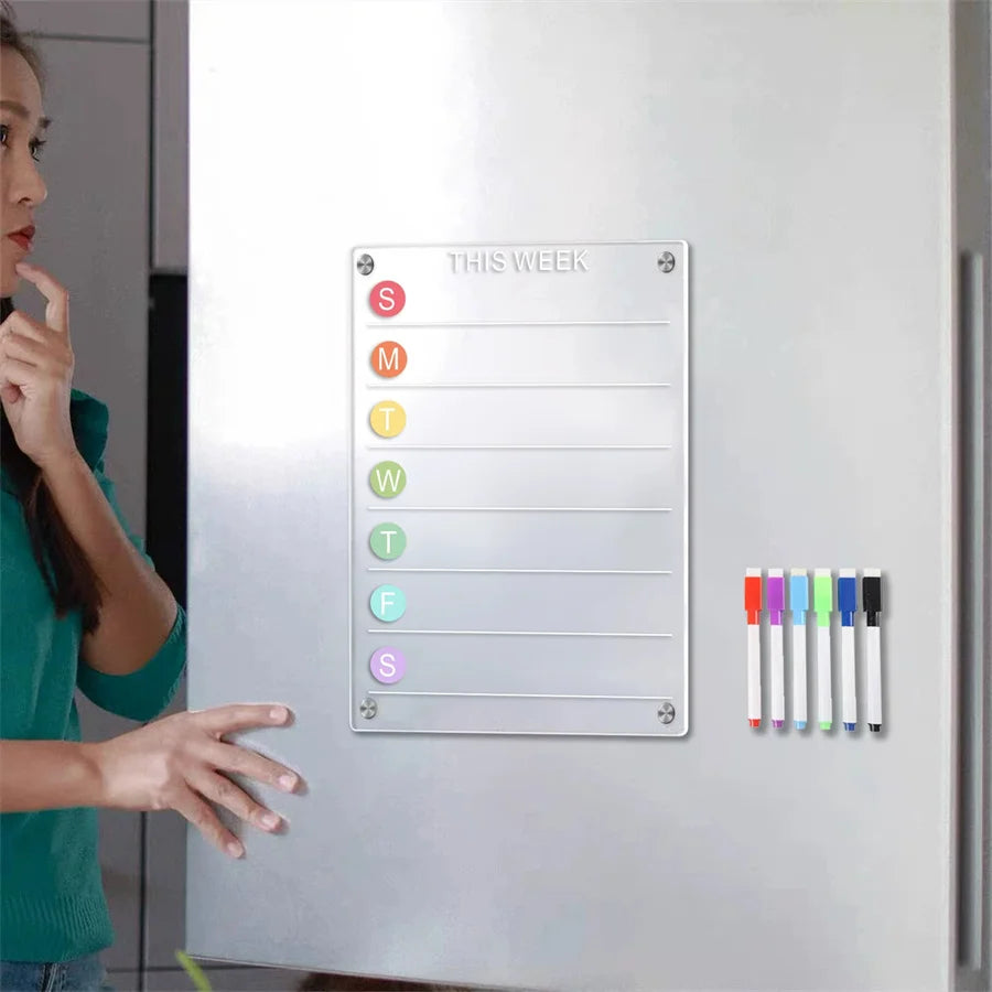 Acrylic Magnetic Whiteboard Weekly Planner with Erasable Pen Magnetic Whiteboard Planner Babs