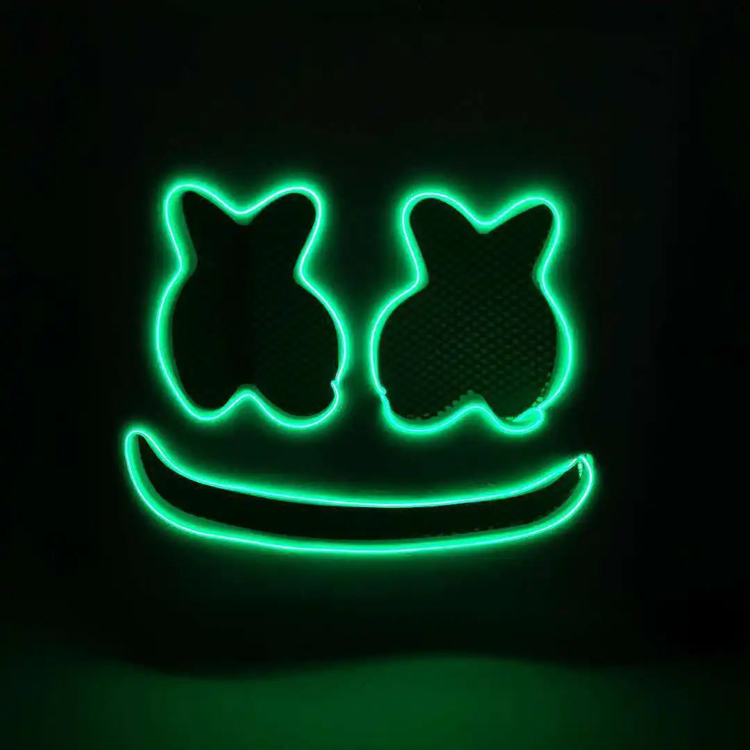 Cotton Candy DJ LED Headgear Mask – Holiday Party Prop LED Costume Mask Babs green