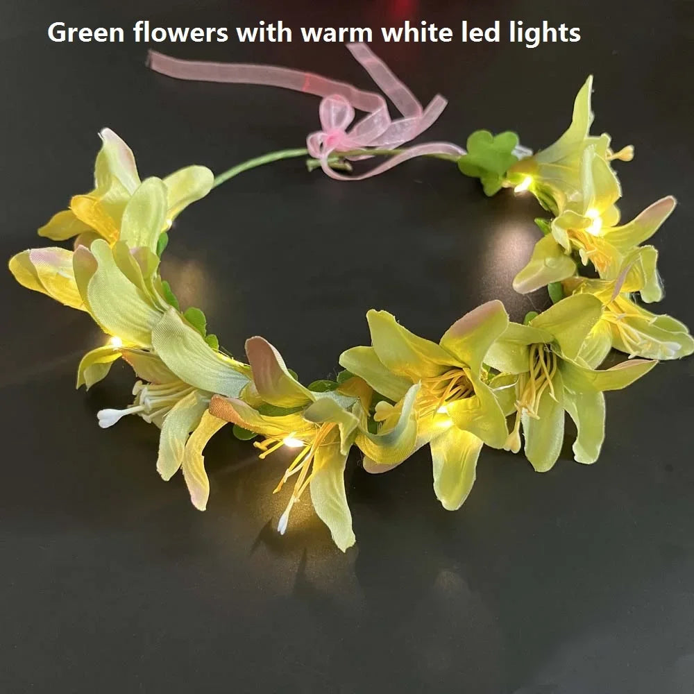 LED Flower Crown Headband – Glow Party & Festival Accessory LED Flower Crown Babs green